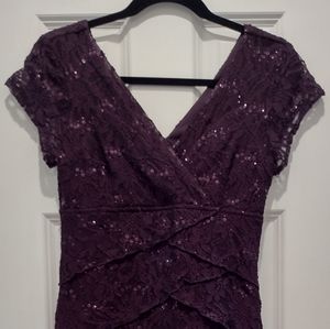 Scarlett Nite - Size 6 - Women's Plum Lace sheath Dress with Sequin Details